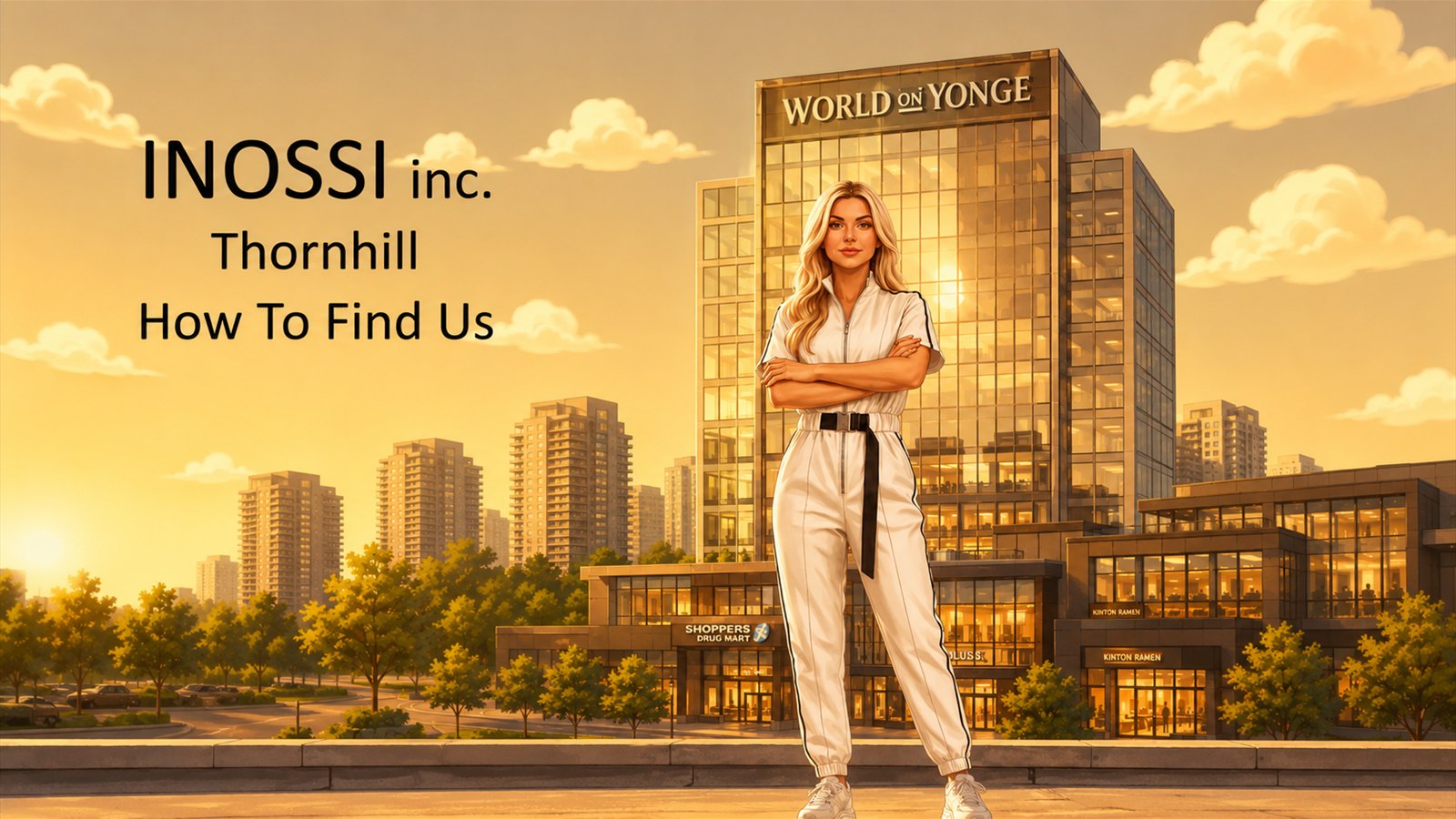 INOSSI inc. Thornhill studio at World on Yonge &mdash; How To Find Us cover illustration